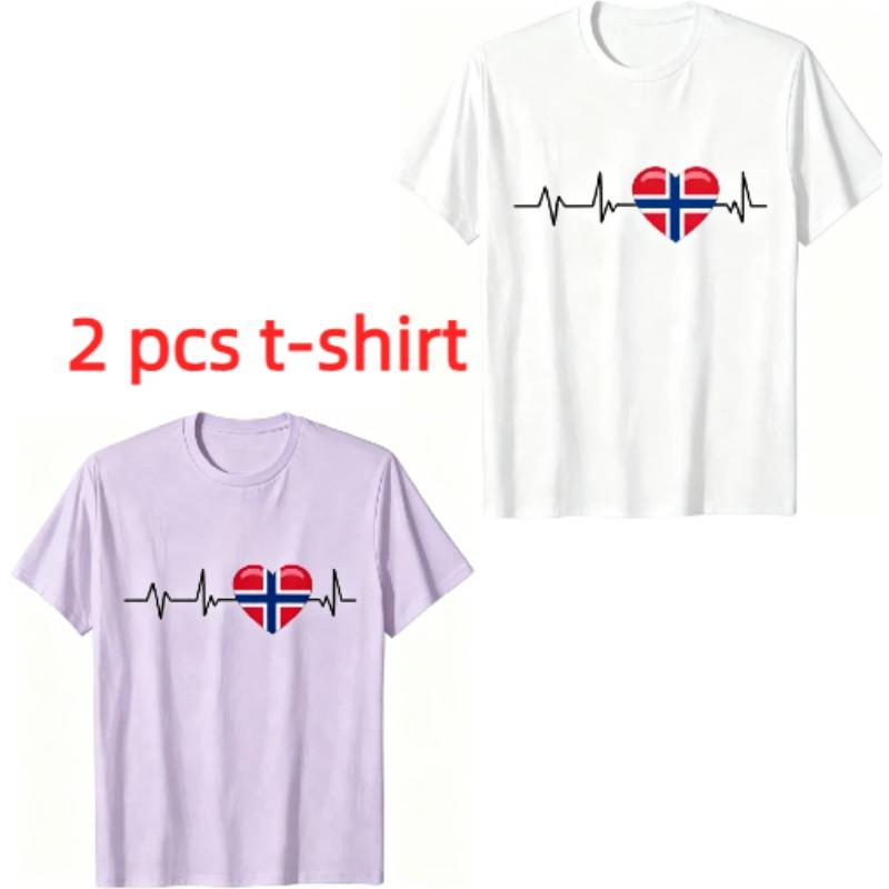 I Love Norway Pattern Print Men's T-shirt Summer Men's and Women's Casual Fashion Tops Men's Short Sleeve T-shirt Oversize Clothing