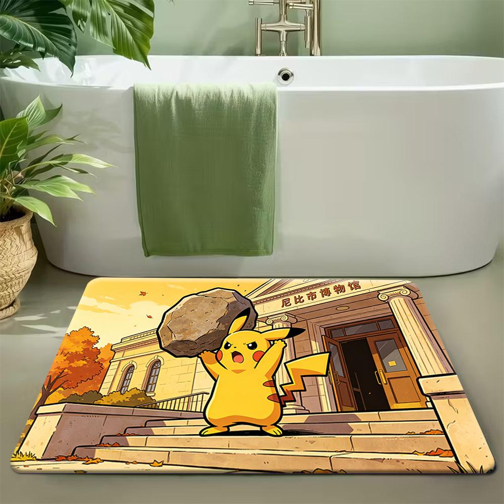 Cute Peeking Pikachu Cartoon Pokemon Soft Absorbent Non-slip Home Bathroom Entryway Floor Doormat Rug
