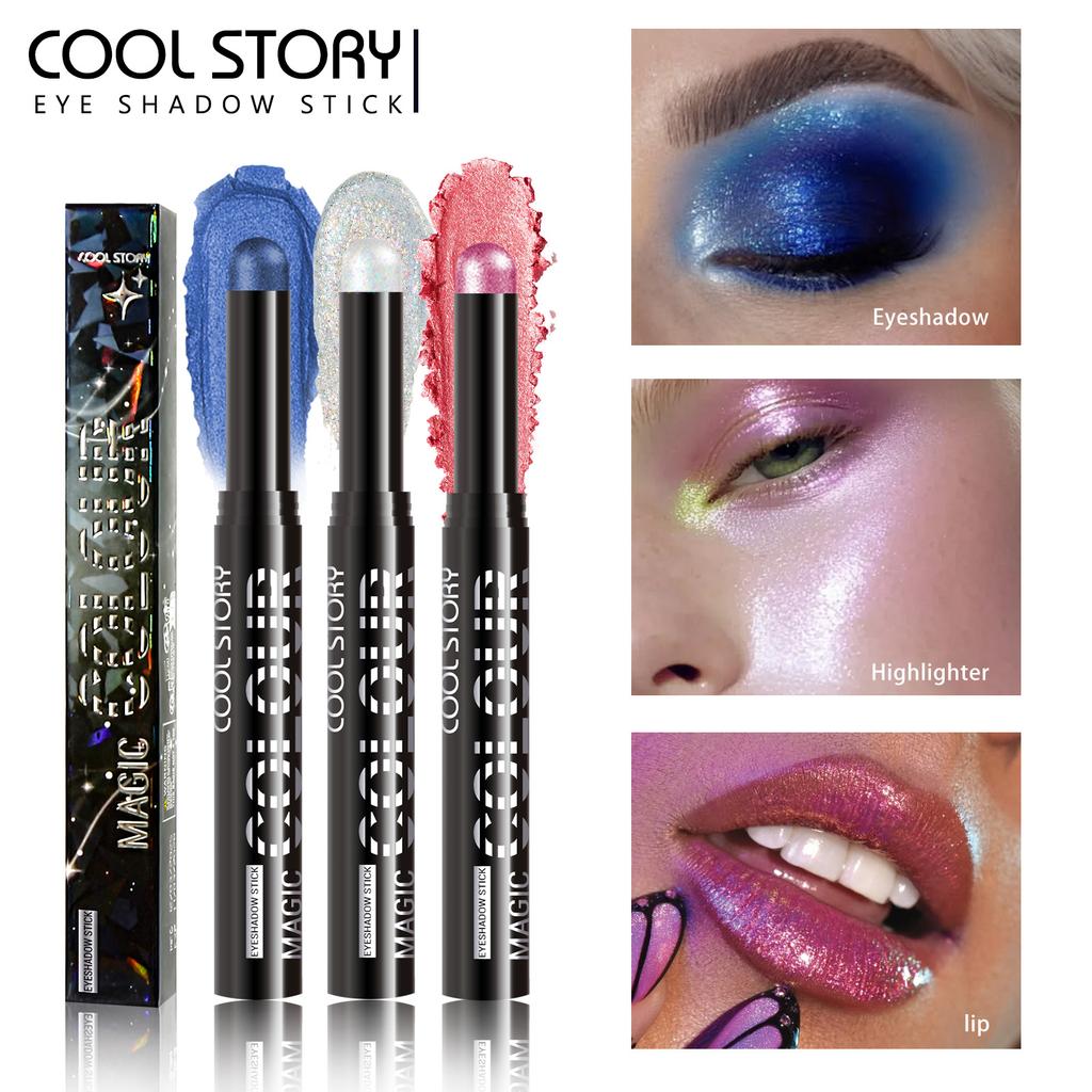 Smoky Dark Blue Eyeshadow Pencil Stick Waterproof Pearlescent 24 Colors Metallic Glitter Eye Shadow Highlighter Pen Makeup Tool