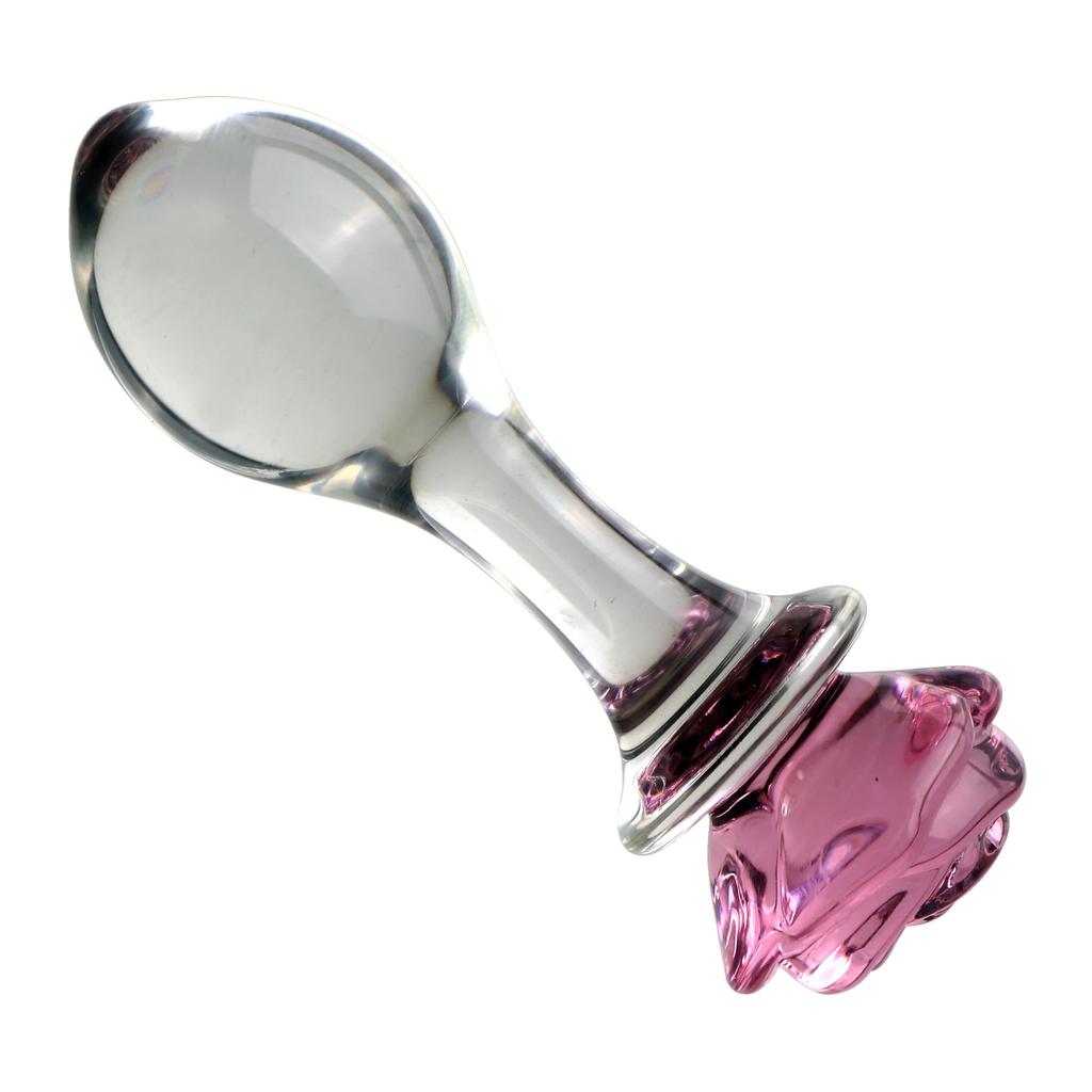 3pcs Rose Flower Glass Anal Plug Vaginal Anus Beads Butt Plug Adult Dildo for Anal Massage Masturbation Sex Toy for Men Women