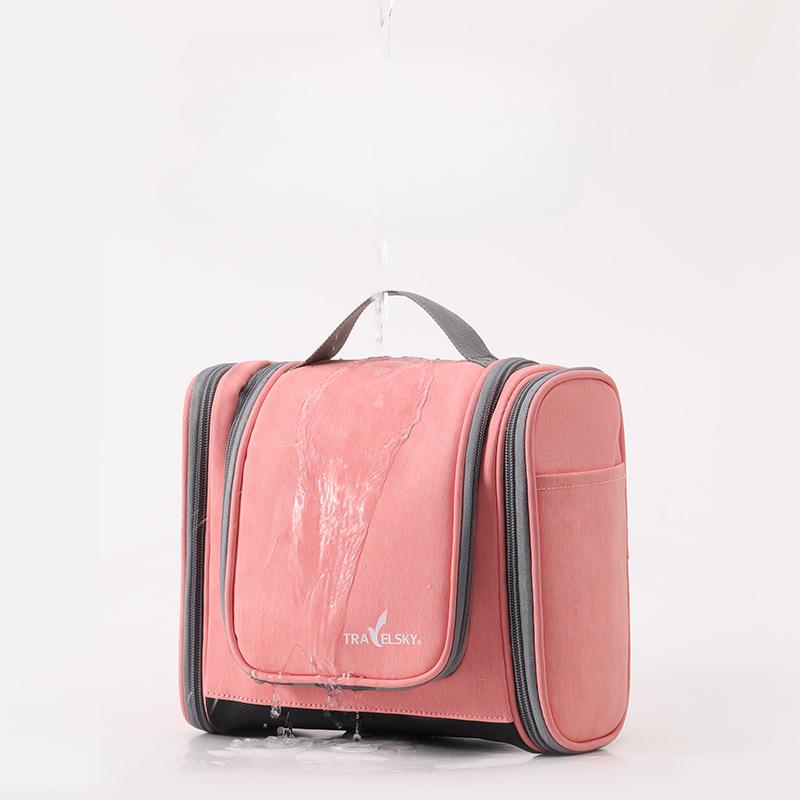 

Large Capacity Travel Cosmetic Bag Waterproof Hanging Toiletry Bag PU Leather Storage Bag Hotel Gift Bag Travel Bag 25x21.5x11.5cm розовый