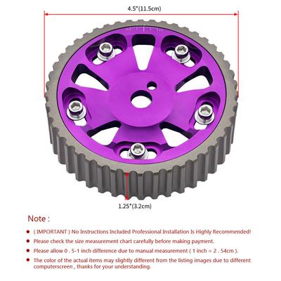 2Pcs Aluminum Adjustable Cam Timing Gear Pulley - Fits For Mitsubishi Lancer Mirage 4G92 4G93 SOHC 91-96