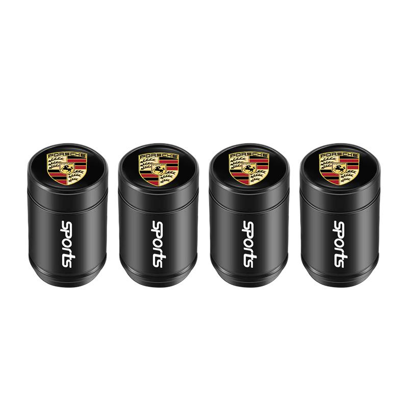 4Pcs Car Tire Valve Caps Aluminum Alloy Tire Dust proof For Porsche Cayenne Panamera Macan 911 718 Taycan Boxster Cayman 918