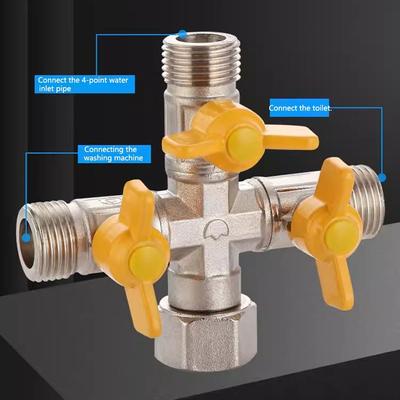2/3 Switch Brass Diverter Valve 1/2" Hose Barb Thickened Y Shaped Ball Valve Multi-purpose Anti-leak 3 Way Shut Off Valve