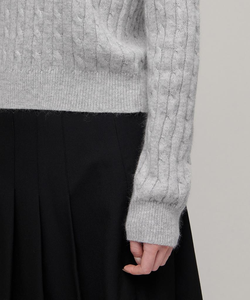 MUSINSA STANDARD WOMAN Women'S Angora Blend Cable Crew Neck Knit [Light Grey]