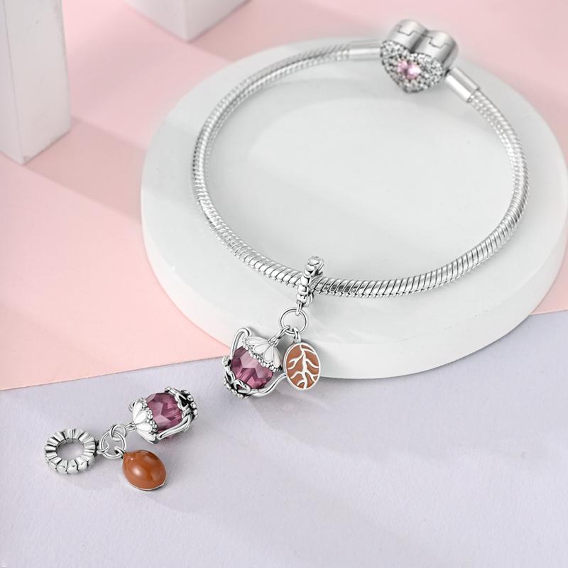 Charms Plata Coffee Pot And Coffee Bean Pendants Beads Fit Original Bracelets Charms For Women Jewelry Diy Making Gifts