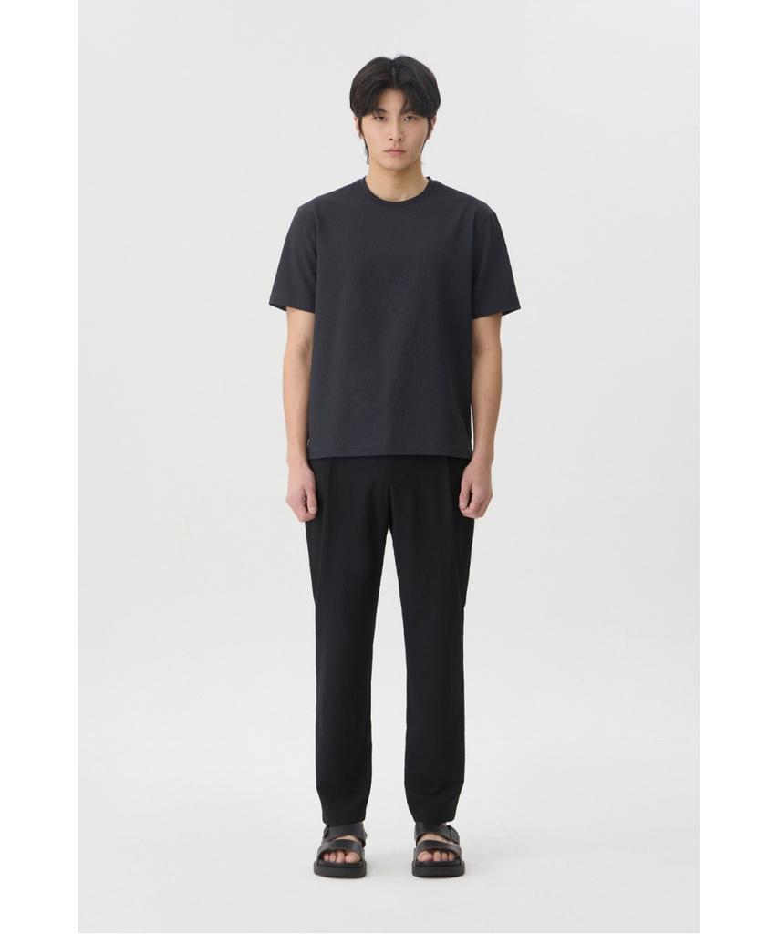Brenwood [Very Comfortable] Seersack Round Neck T-Shirt Brtam26951Gyx