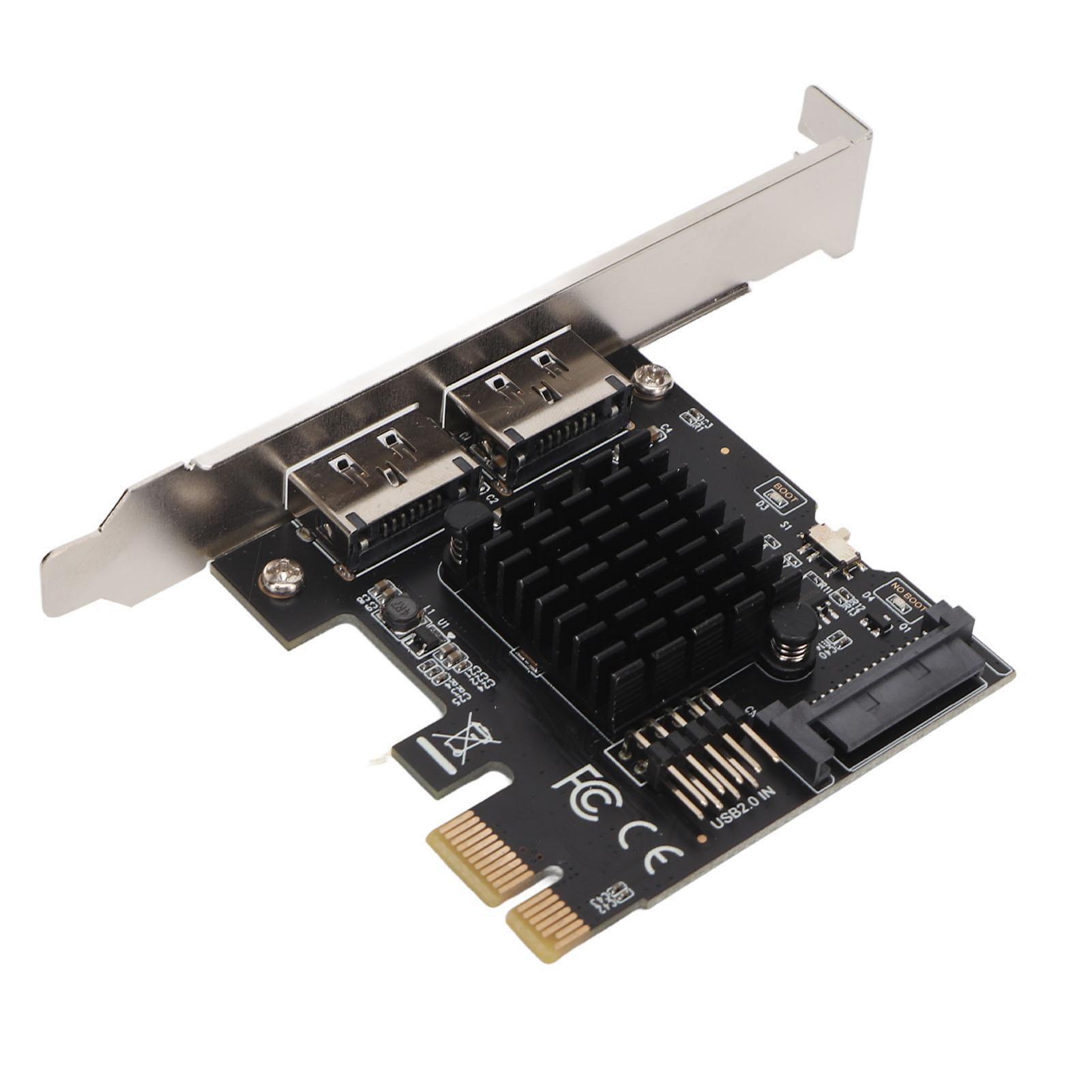 

PCIE to Power ESATA Expansion Card 2 Port 6.0Gbps Support Hot Swap Plug and Play PCI Express SATA Card for Desktop