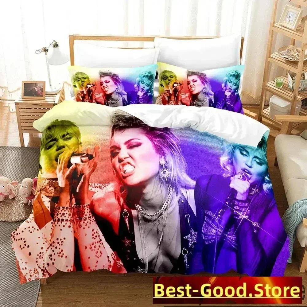 3D Tisk Miley Cyrus Zpěvačka Ložní Souprava Tištěná Ložní Souprava s Povlakem na Polštář Přikrývka na Postel Měkká Queen King Size Ložní Prádlo Domov