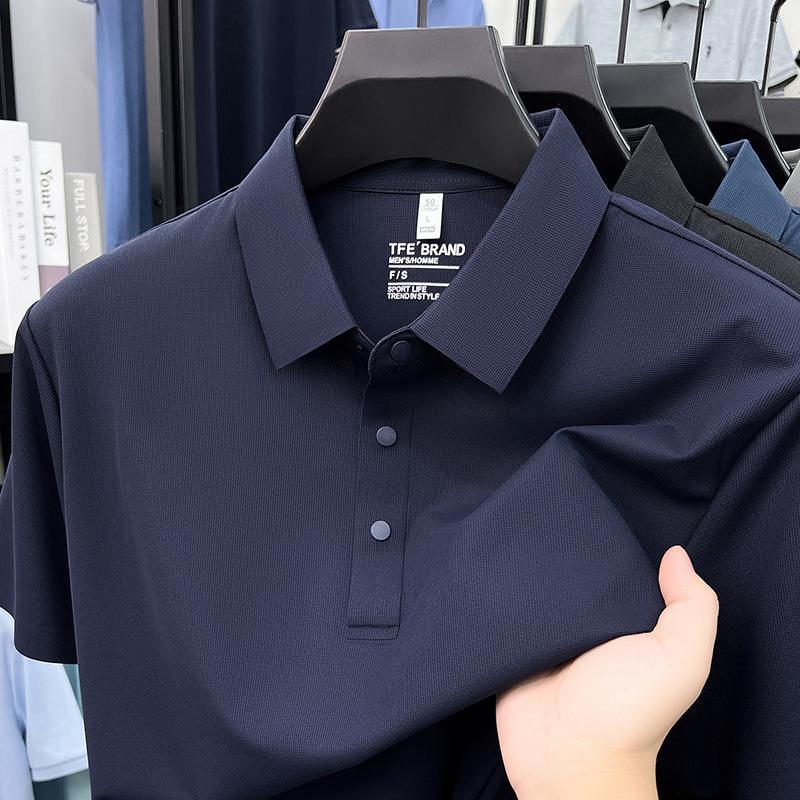 T-Shirt Short Sleeve Casual Fashion Trendy Short Sleeve T-Shirt Lapel Collar Top Men spolo M