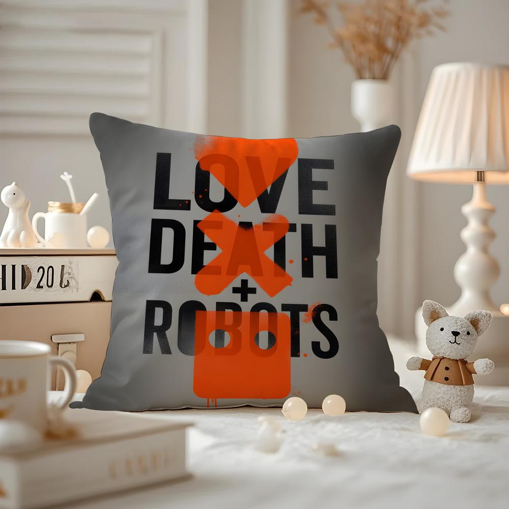 

Аниме LLove DDeath RRobots Наволочка от пылевых клещей Невидимая молния шелковистый короткий плюш Чехол на подушку для дивана 30X30cm