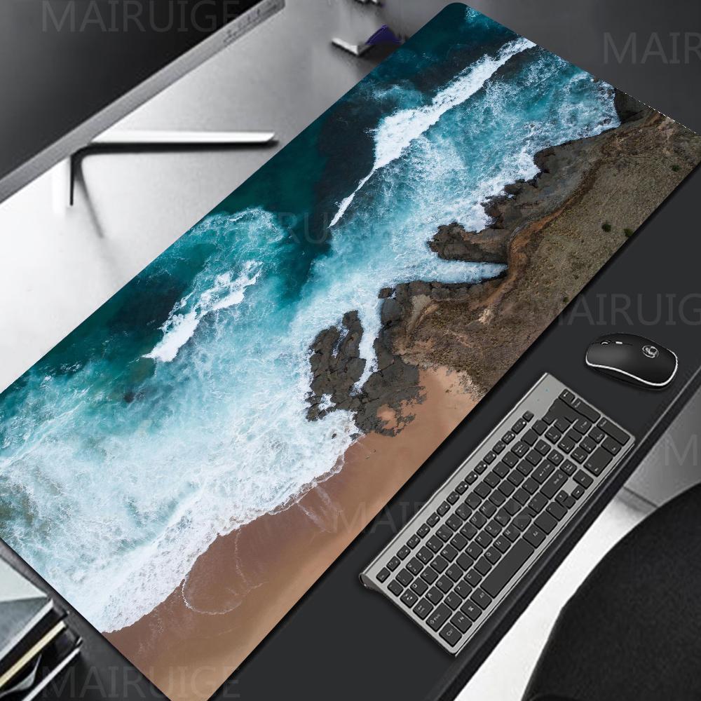 Great Waves Deskmat XXL 50X100CM Seaside Landscape Mousepad Desk Accessories Office Rugs Large Pads Computer TableMat Mouse Pad