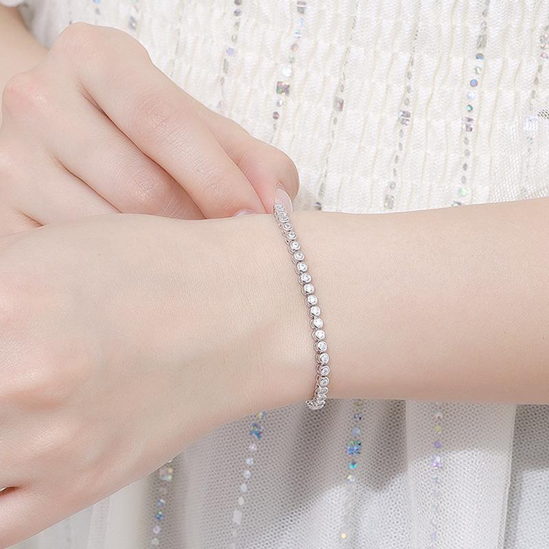 Moissanit-Armband für Damen, Sterlingsilber, 3 Cent, Mo-Sang-Diamant, extrem schlicht, leicht, luxuriös, Chaozhou-Menschen voller