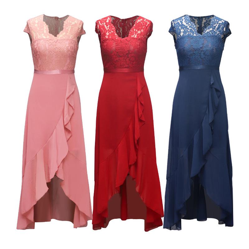 Elegant V-Neck Sleeveless Lace Mesh Party Dress