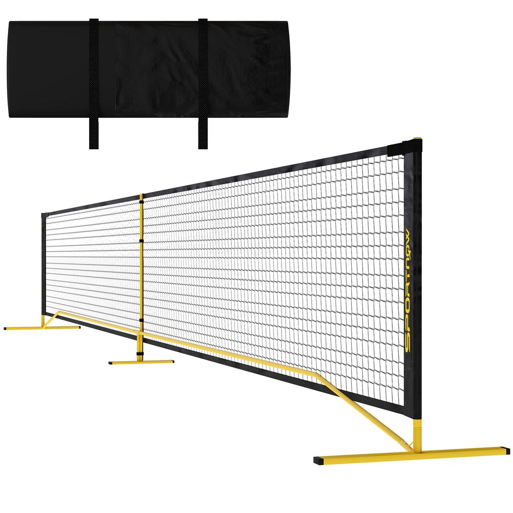 Pickleball Net 6.7 m Portable with Carrying Bag Metal Frame Yellow