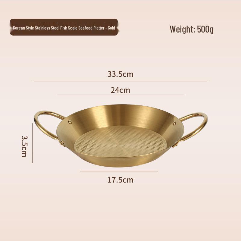 Stainless Steel Double Ear Flat Bottom Plate for Seafood, Spicy Crayfish, Pasta, and Fried Chicken.