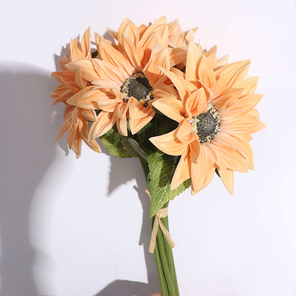 Realistic Artificial Sunflower Bouquet Elegant Plastic Fake Flower Decorative Simulated Sunflower Holiday Party Wedding