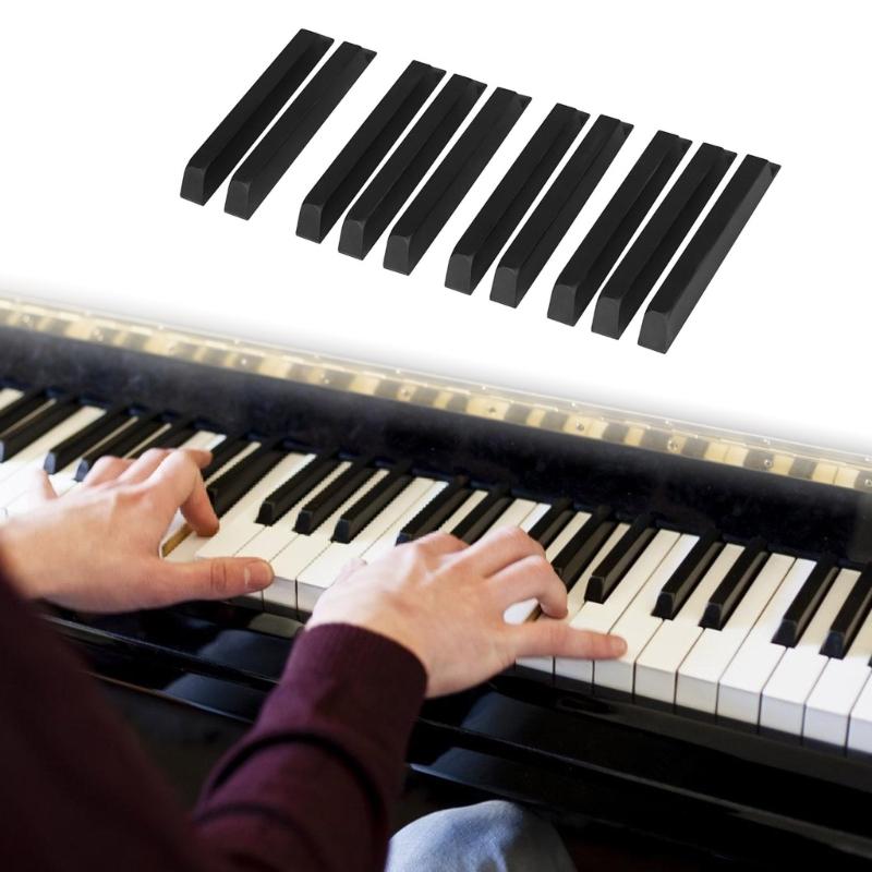 10Pcs Piano Keytops Replacement Black Key Piano Plastic Black Keys Piano Repair Parts Accessories Easy Installation