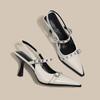 High Heels Women's Summer New Black Pointed Thin Heel One-word Bag Head Sandals Light Mouth Single Shoes