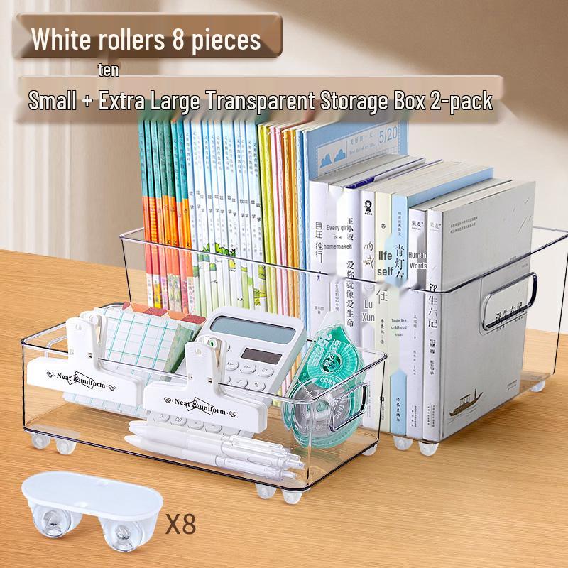 Large Capacity Transparent Acrylic Bookshelf Bookend with Creative Desktop Storage for Dorms & More