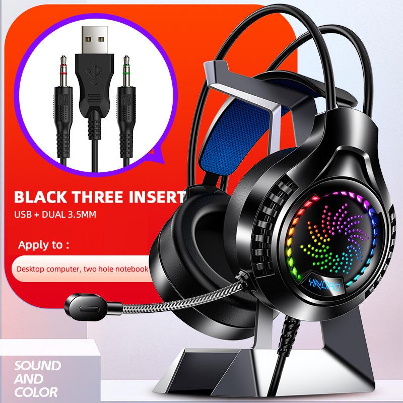 Ze sterowaniem głośnością mikrofonu Słuchawki do gier PC 3,5 mm Podświetlenie LED Przewodowe Nauszne Słuchawki dla graczy Stereo Zestaw słuchawkowy do gier