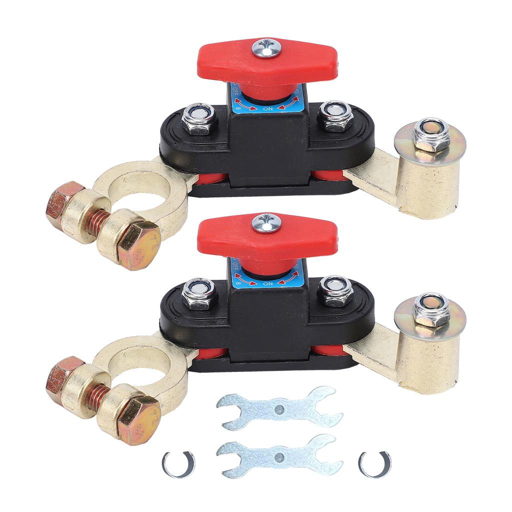 2 Stück Batterieschalter 12V 24V, Batterie-Trennschalter mit verstellbaren Klemmen, Batterie-Ausschalter für Auto