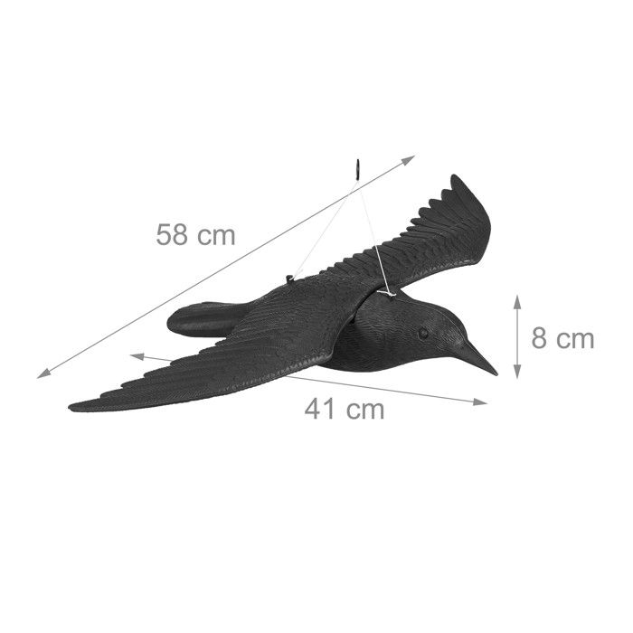 Relaxdays corbeau de jardin anti-pigeon décoration épouvantail oiseaux pigeon alarmistes jardin figure noir