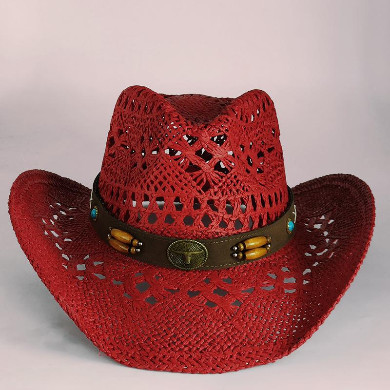 new Men Cowboy Straw hat women Fashion Large Brim straw hat with belt Party Outdoor summer cowgirl beach Sun Hat sombrero vaquer