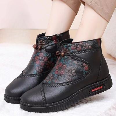 2024 Winter Baumwollschuhe Damen Winter Plüsch Mittelalterliche und Ältere Baumwollstiefel Damen Verdickte Warme und Rutschfeste Schuhe