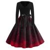 Women's Casual Fashion Halloween Printed V-Neck Vintage Dress