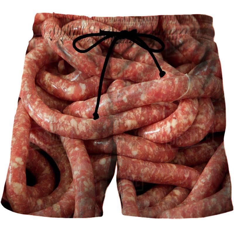 Summer 3D Food Graphic Print Shorts Fashionable Casual Beach Men's Shorts