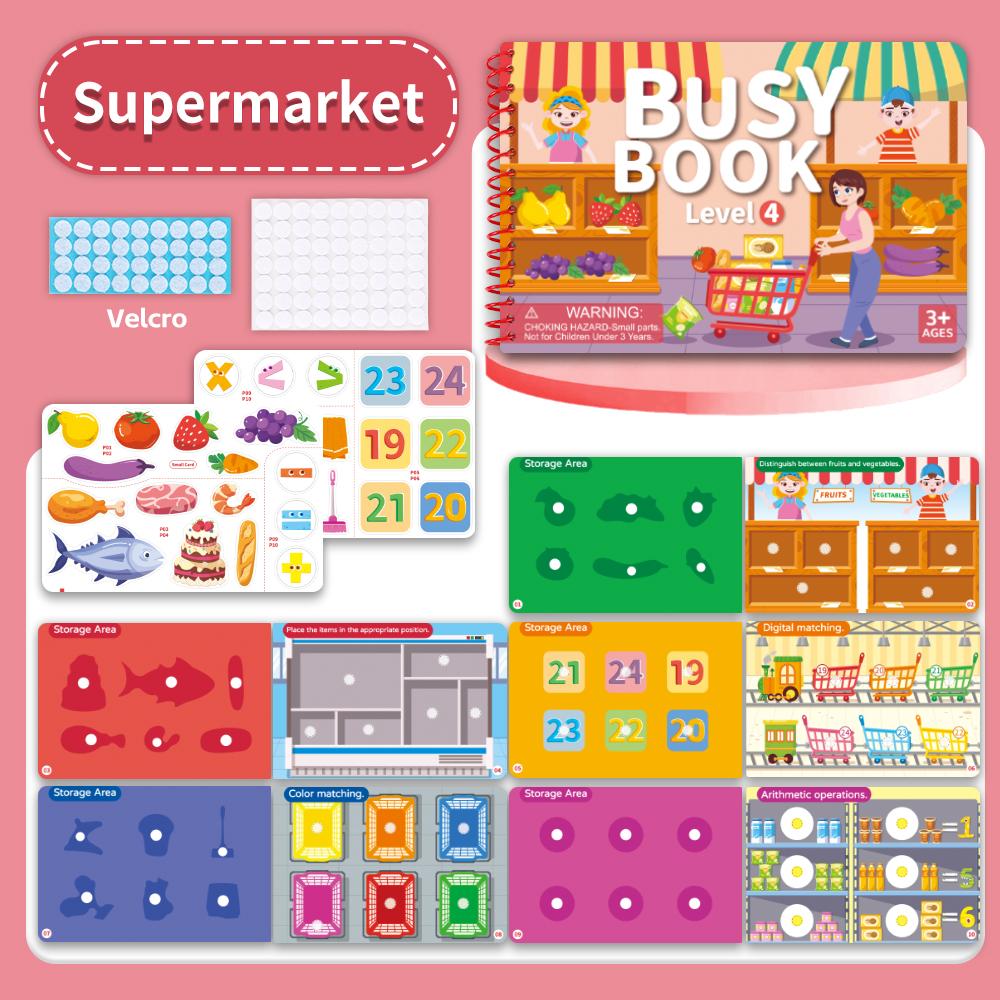 DIY Lern ruhiges Beschäftigungsbuch 4 Themen Cartoon Reise Aufkleberbücher Aufkleberspiel Montessori Klebebuch Spielzeug Geschenke Kinder Kinder