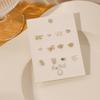 1Set Simple And Compact Silver Needle Earring Set Love Geometric Earring Combination Cute Sweet And Versatile Earrings
