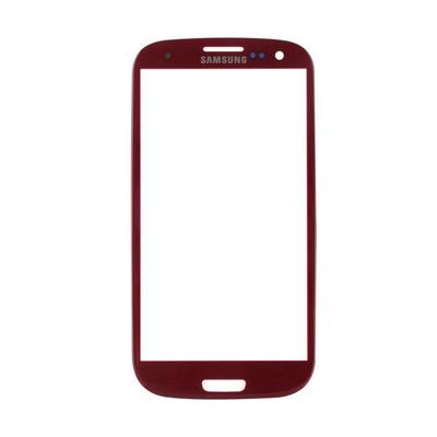 Samsung Galaxy S3 I9300 I9305 için Kırmızı Ön Cam + Yapışkan