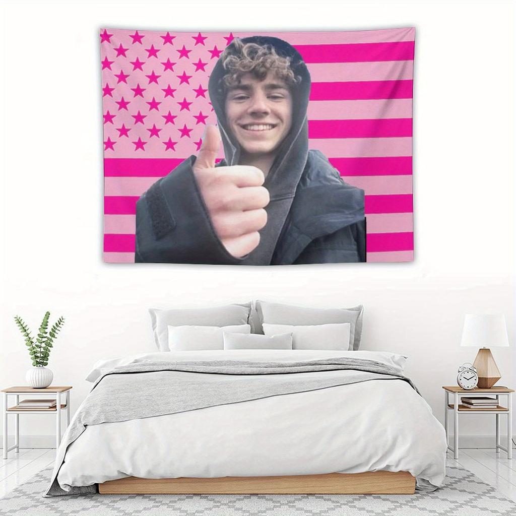 2D Flachdruck Gehhilfe Berühmtheit Amerikanische Flagge Wandteppich Rosa Scobell Polyester Wandbanner Schlafzimmer Dekoration