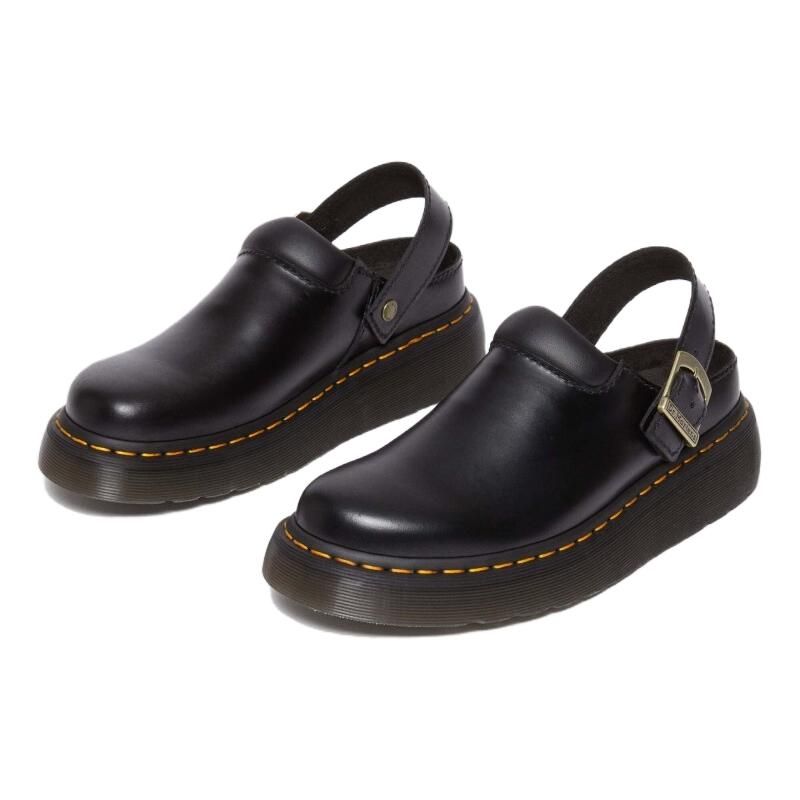 Dr. Martens Leather Fashion Thick Sole Lace-Up Low-Top Casual Shoes Unisex Casual Shoes Black 31525001