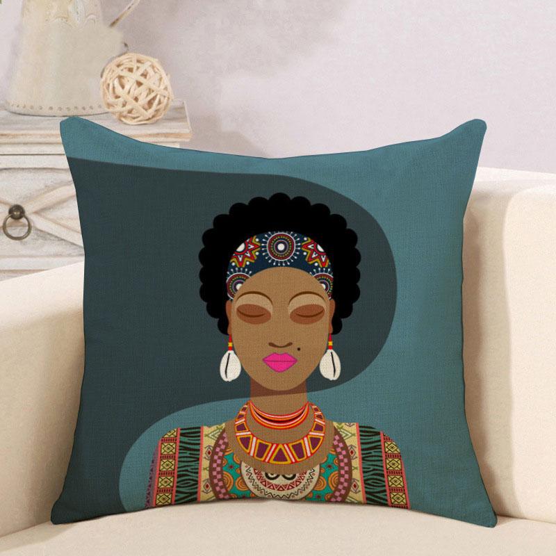 Decorative Tribal African Women Lifestyle Cushion Cover Stylish Linen Pillow Case For Unique Home Decor