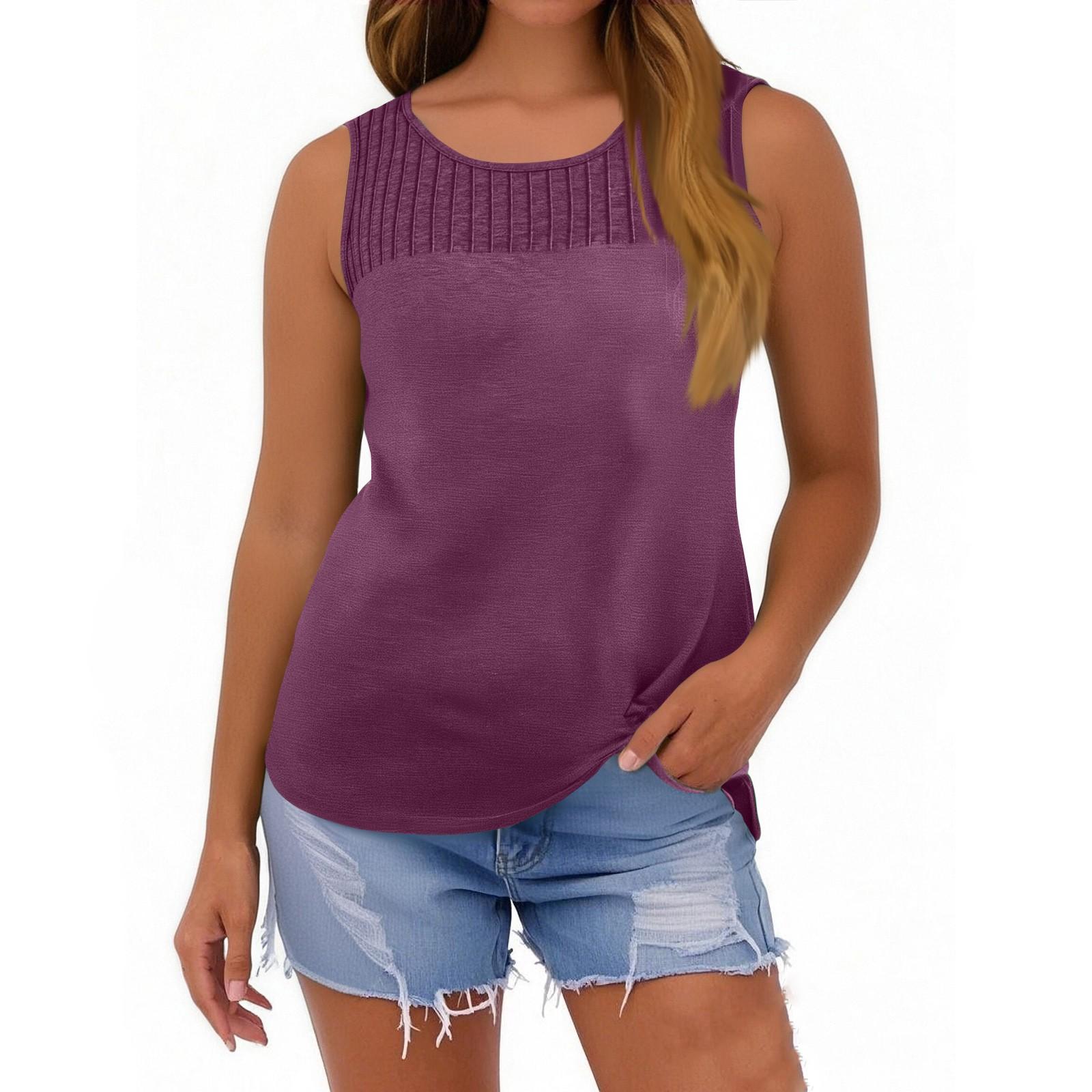 

Женские майки без рукавов с круглым вырезом Футболки Топ L фиолетовый