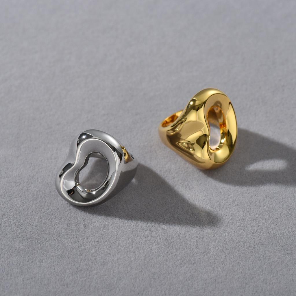 Niche Irregular Smooth Surface Metal Large Ring Fashionable Plain Ring Ring Personalized Unique Trend Ring