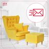 Gaja Wing Chair with Footrest Scandinavian Family Meble Yellow + Pouf
