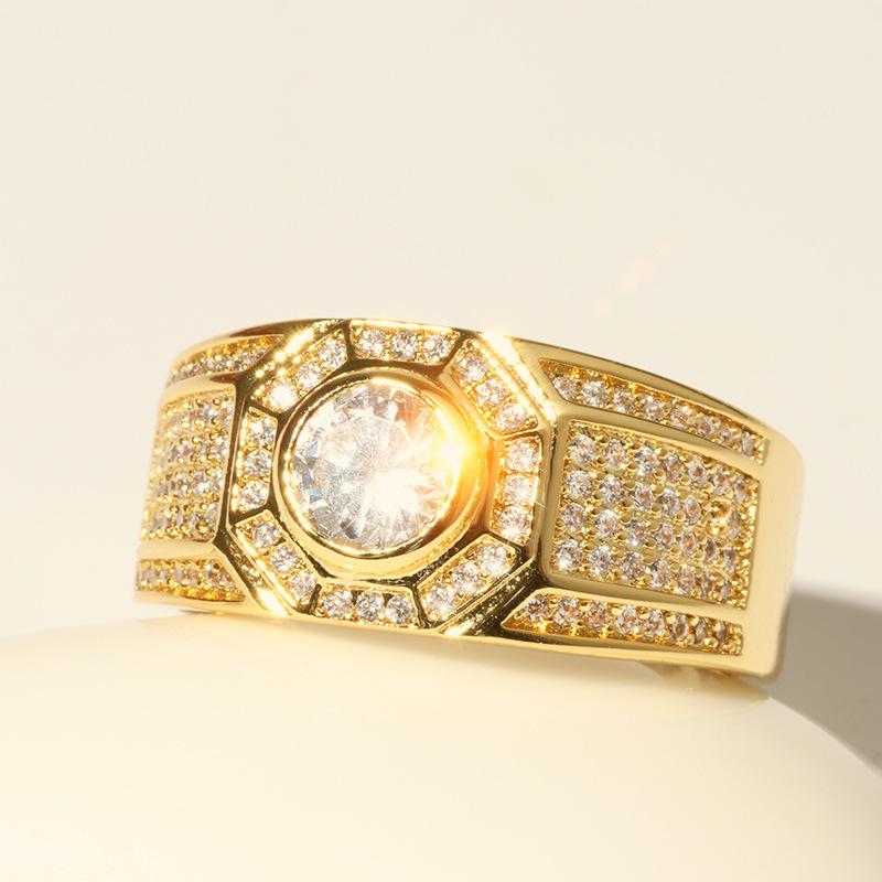 Schmuck Vergoldeter Ring Simulation 3Aaa Quadratischer Diamantring Mode Großer Herrenring, Ehering