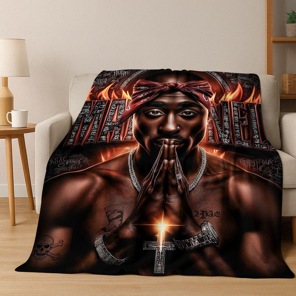 3D Top Rapper Legend Star Art Cartoon Hip Hop Flannel Blanket,Cozy Soft Throw Blanket for Home Bedroom Bed Sofa Cover Gift