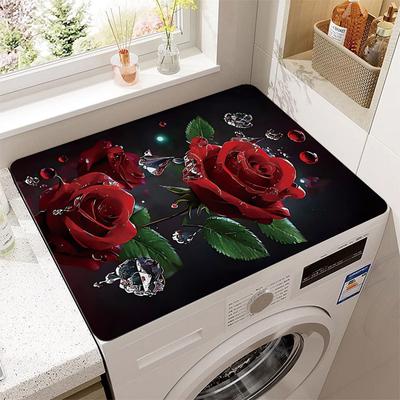Elegant Floral Dustproof & Quick-Drying Refrigerator and Washing Machine Cover Pad
