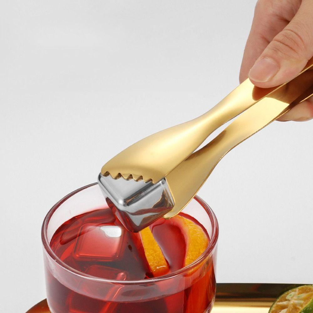Rust-proof Serrated Ice Cube Clip 304 Stainless Steel Serving Tongs Food Tong Barbecue Clip  Bar