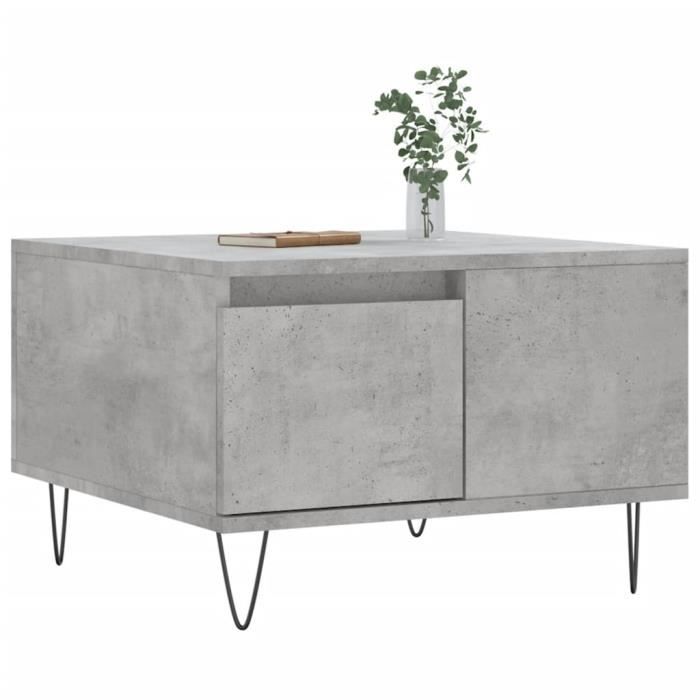 VidaXL Table basse gris béton 55x55x36,5 cm bois d'ingénierie 830760
