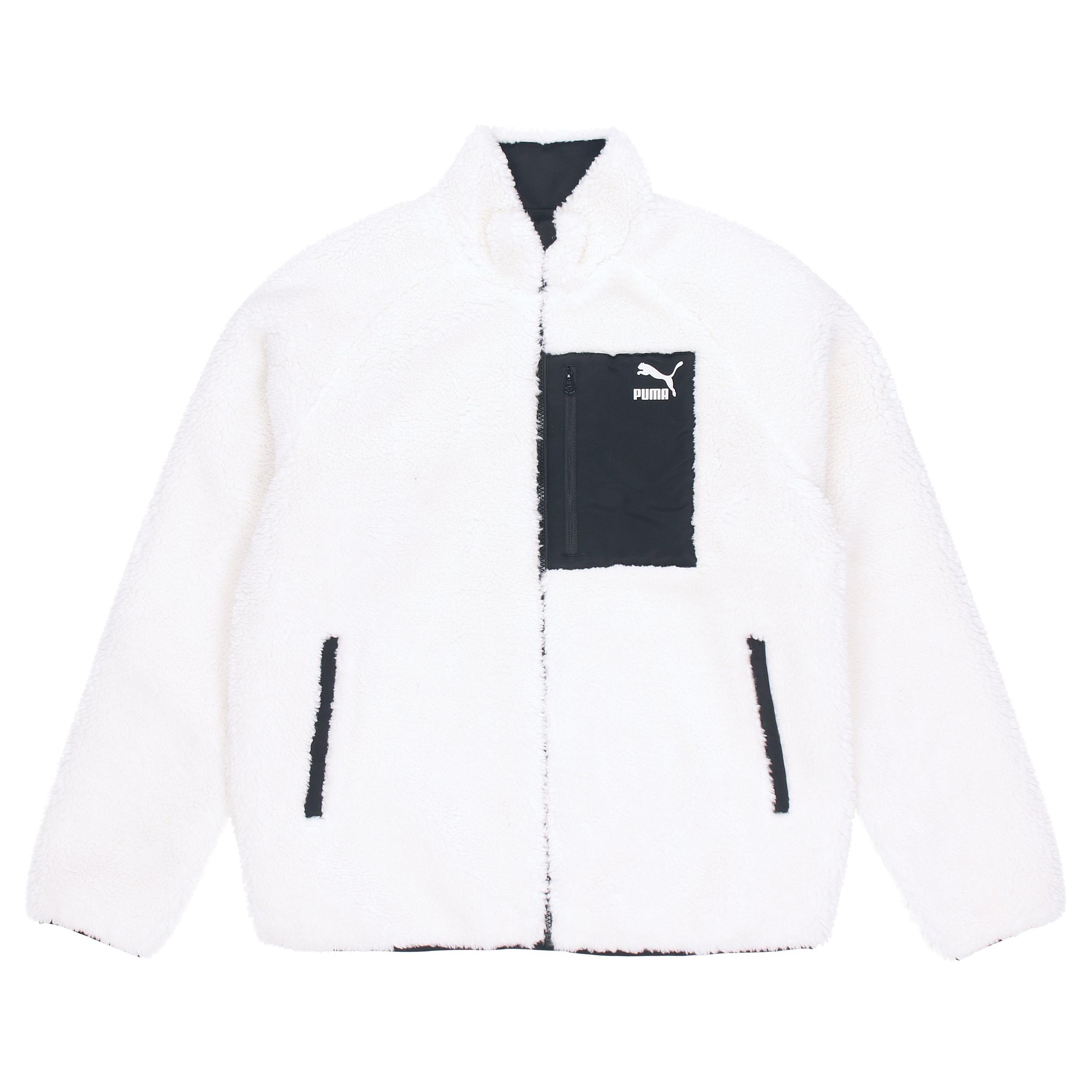 PUMA Sherpa Reversible lamb s wool Stay Warm Stand Collar Jacket White Men s 530028-01 S