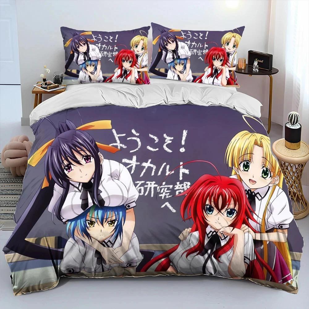 Sexy Girl High School DxD Anime Comforter Bedding Set,Duvet Cover Bed Set Quilt Cover Pillowcase,king Queen Size Bedding Set Boy