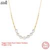 EFFIE QUEEN 925 Pure Silver 14k Gold Baroque Pearl Chain Choker Necklace Natural Jewelry for Women Wedding Party Banquet GPN69