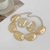Zinc Zinc Alloy Gold Silver Color Jewelry Set Bohemian Style Irregular Oval Chokers Necklaces  Women