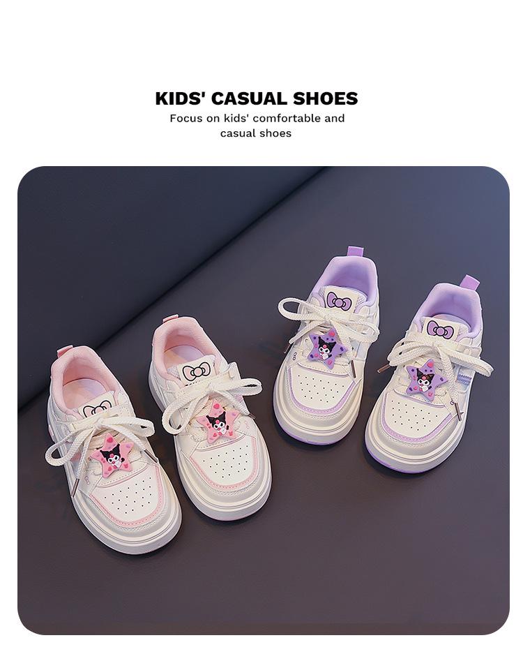 2026 Spring Girls' Skate Shoes - Cute Korean Style, Fashionable Cartoon White Sneakers, Breathable, Lightweight, Casual.